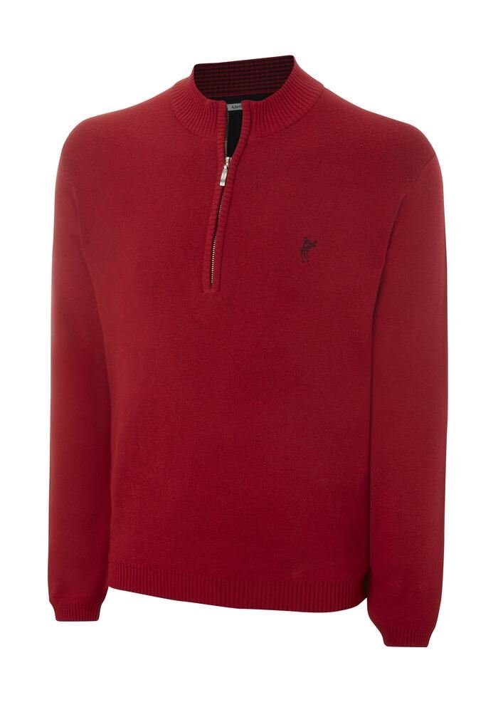 Ashworth Mens Solid Half-Zip Sweater - Red