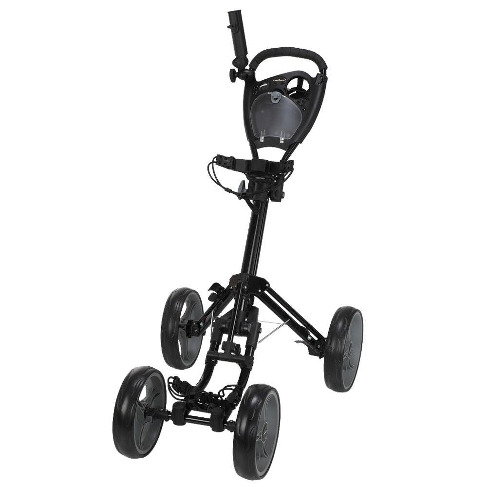 Caddymatic Golf Quad 4-Wheel Folding Golf Pull Push Trolley Black