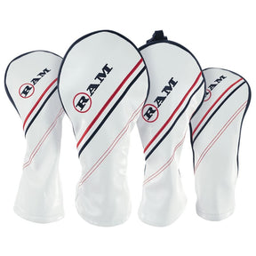 Ram FX Golf Club Headcovers for Driver, Woods and Hybrid, White (1-3-5-x)