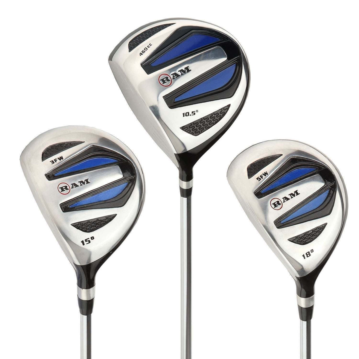 Ram Golf EZ3 Mens Steel Wood Set Lefty Driver 3 & 5 Wood -Headcovers Included