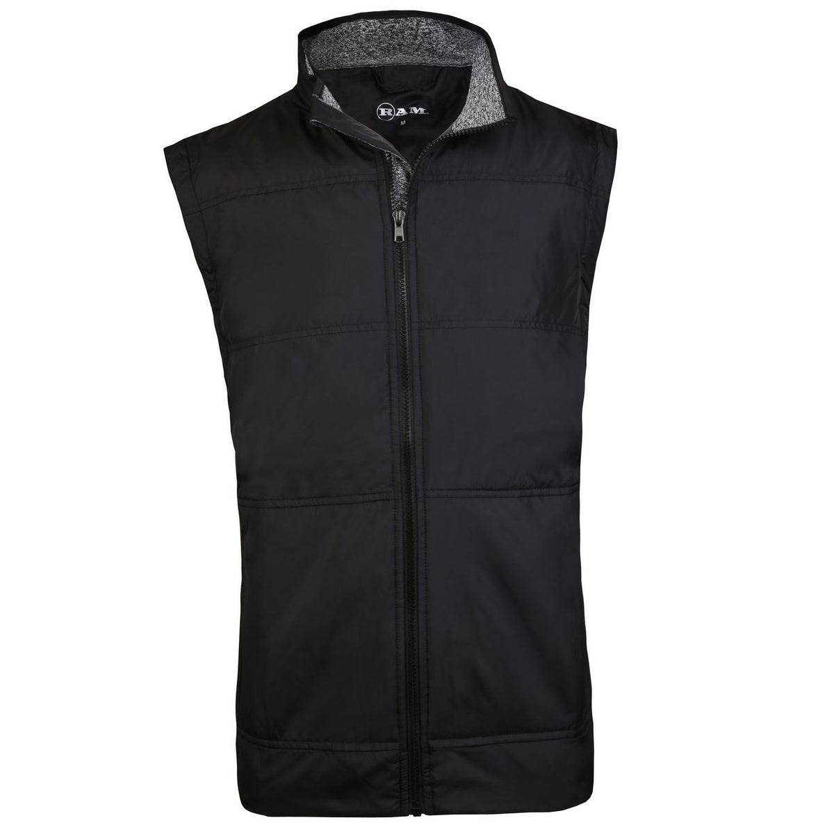 Ram Golf Full Zip Padded Gilet, Black/Grey