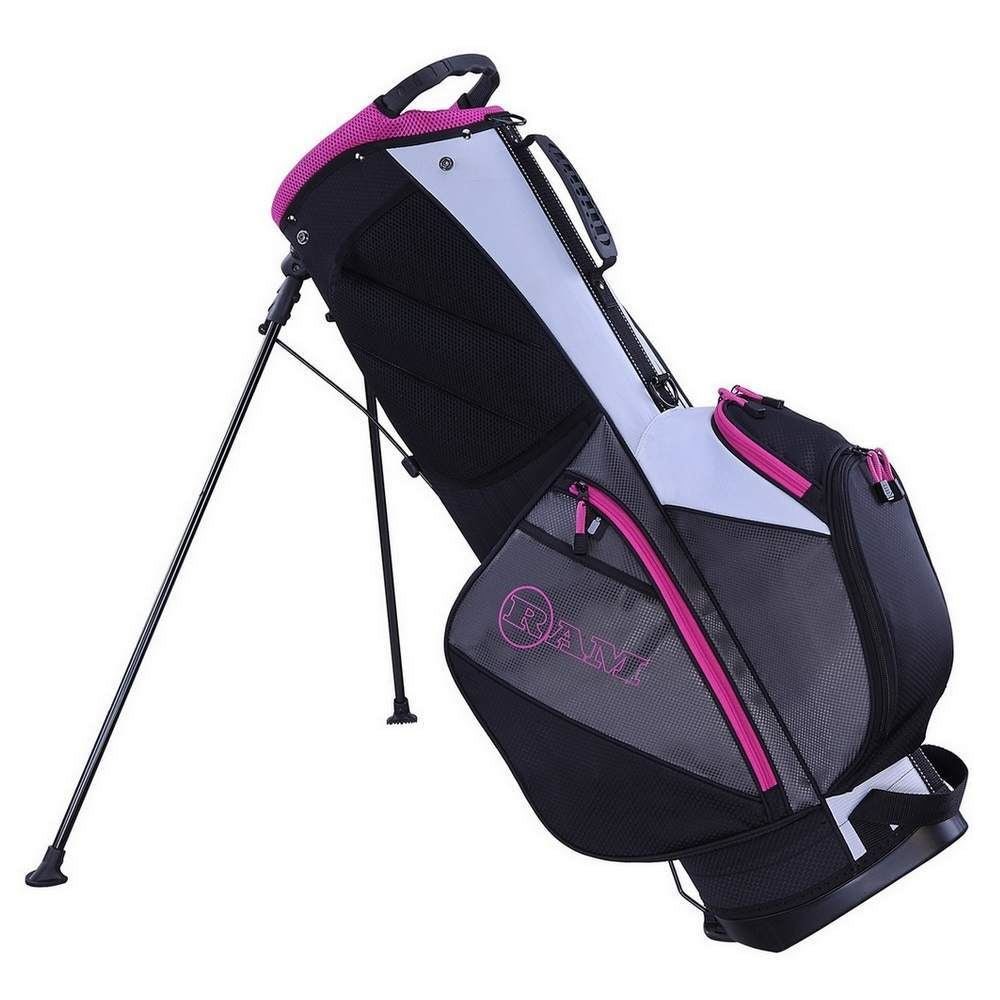 Ram Golf Lightweight Dual Strap Ladies Stand/Carry Bag Grey/Pink