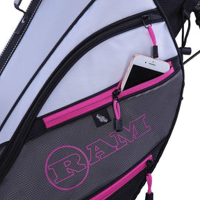 Ram Golf Lightweight Dual Strap Ladies Stand/Carry Bag Grey/Pink