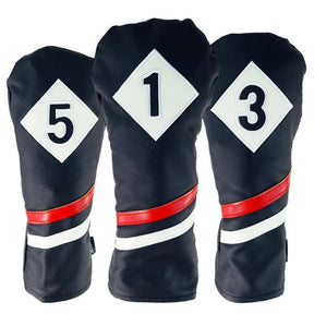 Ram Golf Vintage PU Leather Headcovers Set, Black, Driver, Fairway Woods (1,3,5)